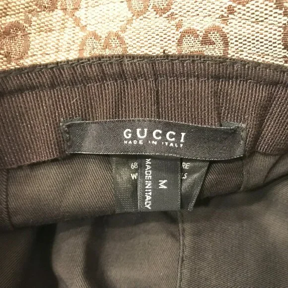 GUCCI GG canvas bucket hat w/ light blue trimmed ribbon